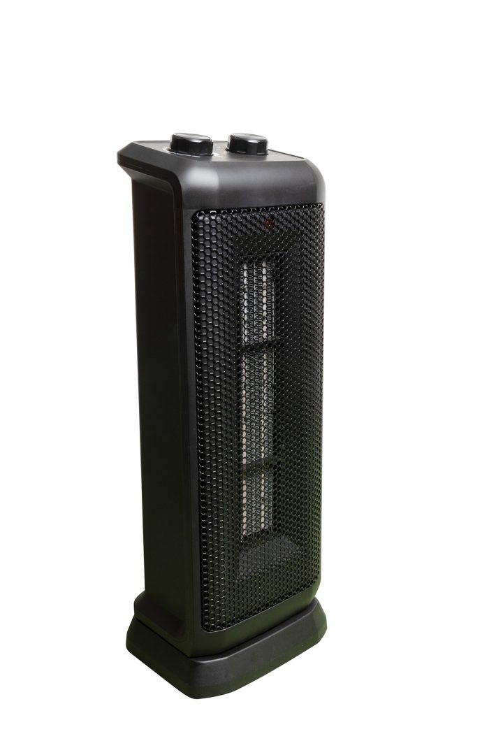 18" Oscillating Ceramic Tower Heater - Black