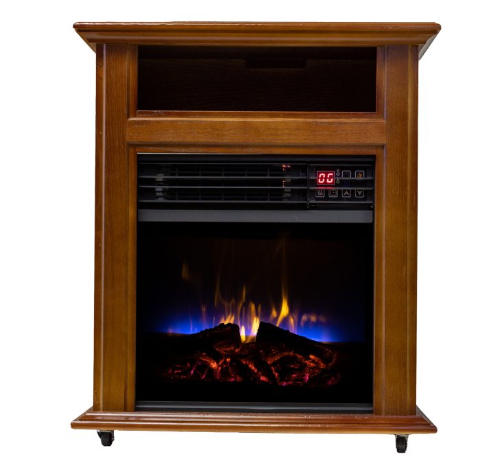 Mobile Fireplace with Quartz - French Walnut - Image 2